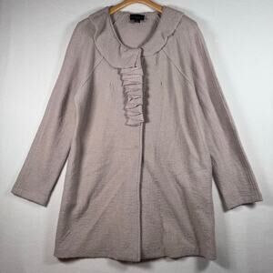 Cynthia Rowley Wool Button Front Sweater Ruffle Lagenlook Old Money Size 1X